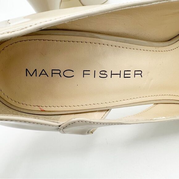 Marc Fisher Peep Toe Platform Stiletto Nude Patent Leather Heels Sz 10M - Picture 7 of 12